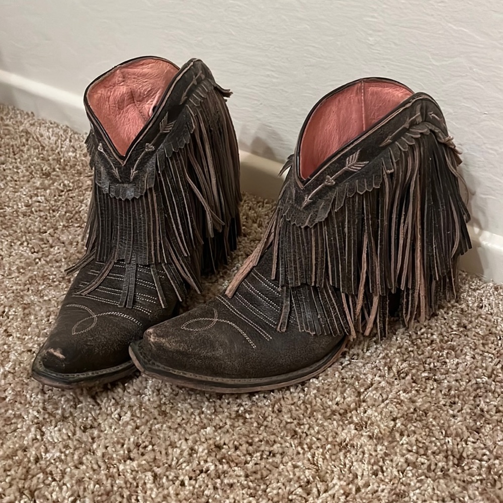Junk gypsy by Lane Boots fringe ankle bootie